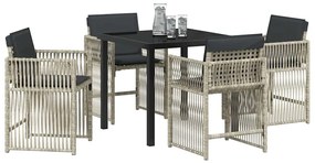 vidaXL Σέτ φαγητού για κήπο 5 pcs Ανοιχτό γκρι Πολυ ράταν