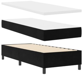 vidaXL Κρεβάτι Box Spring με Στρώμα & LED Μαύρο 80x200 εκ. Βελούδο