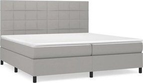 vidaXL Κρεβάτι Boxspring με Στρώμα Ανοιχτό Γκρι 200x200 εκ. Υφασμάτινο