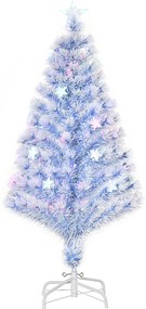 HOMCOM Τεχνητό Χριστουγεννιάτικο Δέντρο με 3 LED Φώτα Χριστουγεννιάτικο Δέντρο PVC Μέταλλο Λευκό+Μπλε Ø60 x 120Υ cm