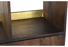Ράφια DKD Home Decor Μαύρο Χρυσό Μέταλλο Σκούρο καφέ Ξύλο από Μάνγκο 4 Ράφια (90 x 35 x 200 cm)