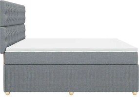 vidaXL Κρεβάτι Boxspring με Στρώμα Ανοιχτό Γκρι 200x200 εκ. Υφασμάτινο