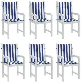 Μαξιλάρια Καρέκλας Χαμ. Πλάτη 6 τεμ. Μπλε/Λευκά Ριγέ Υφασμάτινα - Πολύχρωμο