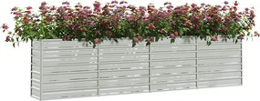 vidaXL Ζαρντινιέρα Υπερυψωμένη Ασημί 320x40x77 εκ. Γαλβανισμ. Χάλυβας
