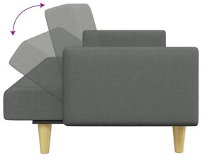 Καναπές Κρεβάτι Διθέσιος με Υποπόδιο Σκούρο Γκρι Υφασμάτινος - Γκρι