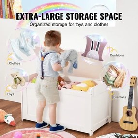 VEVOR Kids Toy Storage Bench Wooden Toy Box Chest 32.68 x 17.91 x 24.02&quot; White