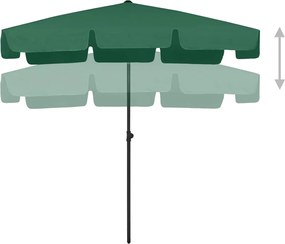 vidaXL Ομπρέλα Θαλάσσης Πράσινη 200 x 125 εκ.