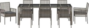 vidaXL Σέτ φαγητού για κήπο 9 pcs Γκρι συνθετικό ρατάν