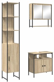 vidaXL Σετ Επίπλων Μπάνιου 3 pcs Sonoma Δρυς 33 x 33 x 185.5 εκ