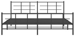 vidaXL Πλαίσιο Κρεβατιού με Κεφαλάρι&Ποδαρικό Μαύρο 193x20 εκ. Μέταλλο