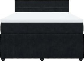 vidaXL Κρεβάτι Boxspring με Στρώμα Μαύρο 140x200 εκ. Βελούδινο