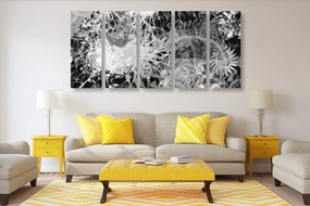 Αφηρημένη τέχνη ασπρόμαυρης εικόνας 5 μερών - 100x50