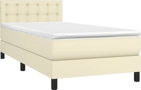 vidaXL Κρεβάτι Boxspring με Στρώμα Κρεμ 90x190 εκ. από Συνθετικό Δέρμα