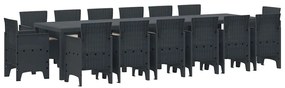 vidaXL Σέτ φαγητού για κήπο 15 pcs Ανθρακί Rattan Polt