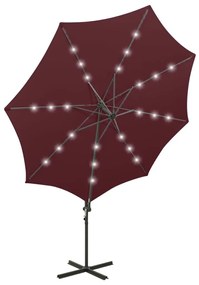 Ομπρέλα Κρεμαστή με Ιστό και LED Κόκκινη 300 εκ. - Κόκκινο