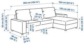 VIMLE τριθέσιος καναπές με σεζλόνγκ με πλατιά μπράτσα 294.012.95
