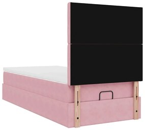 Οθωμανικό κρεβάτι με στρώματα ροζ 90x190cm Velvet 3313588