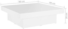 vidaXL Τραπεζάκι Σαλονιού Λευκό 90 x 90 x 28 εκ. Επεξεργασμένο Ξύλο