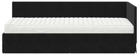 vidaXL Κρεβάτι γωνίας με στρώμα με κεφαλάρι 2 pcs Μαύρο Βελούδο