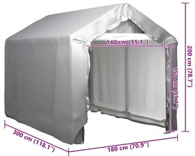 vidaXL Τέντα Αποθήκευσης Γκρι 180 x 300 εκ. Ατσάλινη