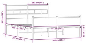 Πλαίσιο Κρεβατιού Χωρ. Στρώμα Sonoma Δρυς 140x200εκ. Επ. Ξύλο - Καφέ