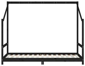 vidaXL Πλαίσιο Παιδικού Κρεβατιού Μαύρο 90 x 190 εκ. Μασίφ Ξύλο Πεύκου