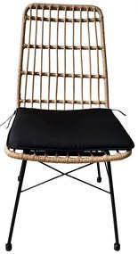 Τραπεζαρία Naoki U σετ 5τεμ rattan pe σε φυσική απόχρωση και μαύρο μέταλλο 80x80x78εκ 80x80x78 εκ.