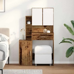 vidaXL Επιτραπέζιο με Καθρέφτη και Φωτισμό LED Ξύλο Παλιού Στυλ