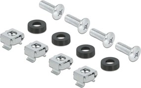 DELOCK cable management 67033, 19"/1U rack, 4x γάντζοι &amp; βούρτσα, μαύρο