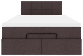 Οθωμανικό κρεβάτι με στρώμα &amp; LEDs Σκούρο καφέ 120x190cm ύφασμα 3312294