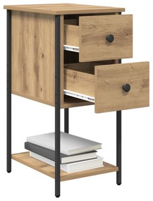 vidaXL Κομοδίνο με συρτάρι 2 pcs artisan δρυς 32 x 42 x 70 εκ