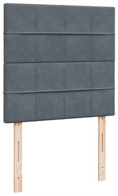 vidaXL Κρεβάτι Boxspring με Στρώμα Σκούρο Γκρι 90x190 εκ. Βελούδινο