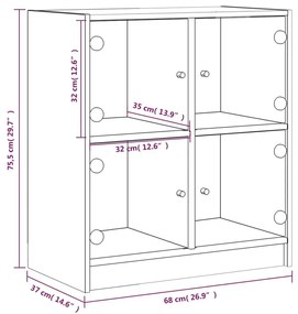 Βοηθητικό Ντουλάπι Sonoma Γκρι 68x37x75,5εκ. με Γυάλινες Πόρτες - Γκρι