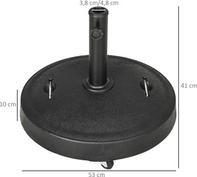 Βάση ομπρέλας Βάση ομπρέλας, αδιάβροχη, με ρόδες, Ø53 x 41H cm, μαύρο