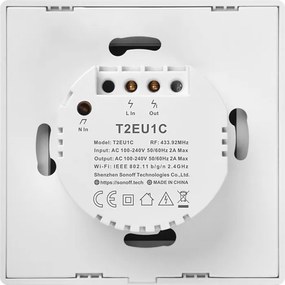 SONOFF smart διακόπτης ΤΧ-T2EU1C, αφής, Wi-Fi, μονός, λευκός