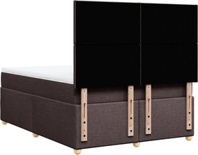 vidaXL Κρεβάτι Boxspring με Στρώμα Σκούρο Καφέ 140x190 εκ. Υφασμάτινο