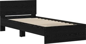 vidaXL Κρεβάτι με Κεφαλάρι Μαύρη Δρυς 90 x 200 cm Επεξεργασμένο ξύλο