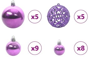 vidaXL Σετ Χριστουγεννιάτικων Στρογγυλών Μπαλίτσων 61 pcs Λιλά