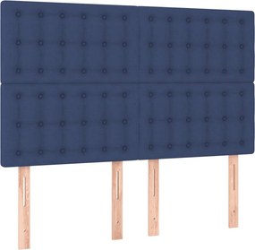 vidaXL Κρεβάτι Boxspring με Στρώμα &amp; LED Μπλε 140x200 εκ. Υφασμάτινο