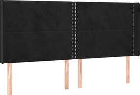 vidaXL Κρεβάτι Boxspring με Στρώμα &amp; LED Μαύρο 200x200 εκ. Βελούδινο