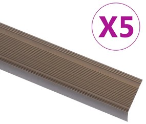vidaXL Προφίλ για Σκαλοπάτια Σχήμα Γ 5 τεμ. Καφέ 100 εκ. Αλουμινίου