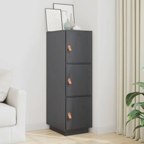 vidaXL Ντουλάπι Ψηλό Γκρι 34 x 40 x 108,5 εκ. από Μασίφ Ξύλο Πεύκου