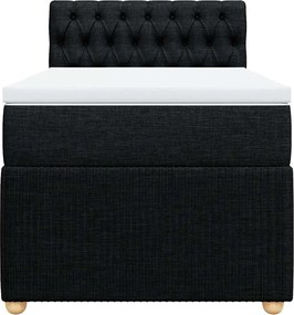 vidaXL Κρεβάτι Boxspring με Στρώμα Μαύρο 90x200 εκ. Υφασμάτινο
