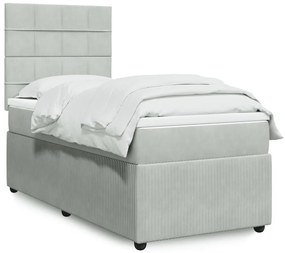 vidaXL Κρεβάτι Boxspring με Στρώμα Ανοιχτό Γκρι 80x200 εκ. Βελούδινο