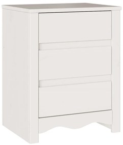 vidaXL Κομοδίνο με συρτάρι Λευκό 45 x 35 x 56 εκ. Μασίφ ξύλο πεύκου