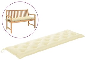 Μαξιλάρι Πάγκου Κήπου Κρεμ Λευκό 180x50x7 εκ. Ύφασμα Oxford