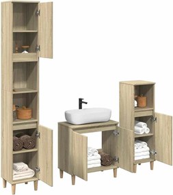 vidaXL Σετ Επίπλων Μπάνιου 3 Τεμαχίων Sonoma Δρυς Επεξεργασμένο Ξύλο