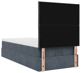Οθωμανικό κρεβάτι με στρώματα&amp;LEDs Σκούρο γκρι 90x200cm Velvet 3314295