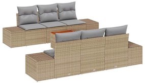 vidaXL Σετ Καναπέ Κήπου 7 pcs Beige, ανοιχτό γκρι