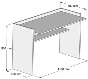 ΓΡΑΦΕΙΟ ΜΕΛΑΜΙΝΗΣ ΛΕΥΚΟ 118x58x80Υεκ.HM9227.11 (1 Τεμμάχια)